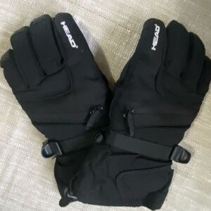 Head Mens Black Waterproof Breathable Fleece Lined Outdoor Snow Gloves. Sz- L